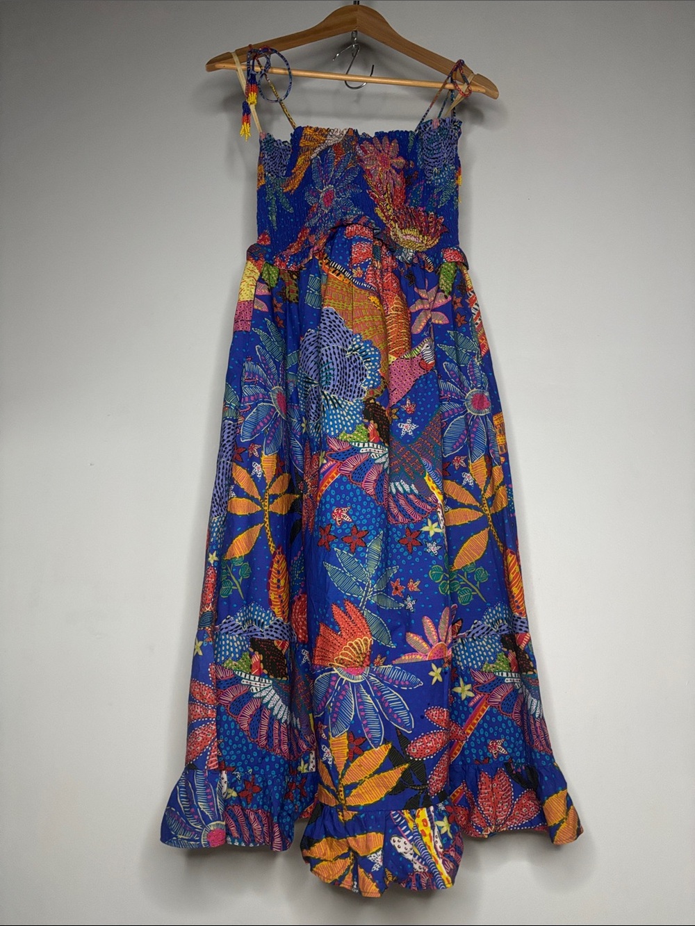 FARM Rio Blue Floral Print Maxi Dress with Orange Accents - Picture 3 of 11